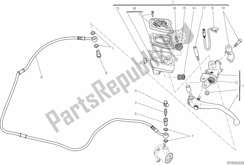 All parts for the Clutch Master Cylinder of the Ducati Diavel Xdiavel Sport Pack Brasil 1260 2018